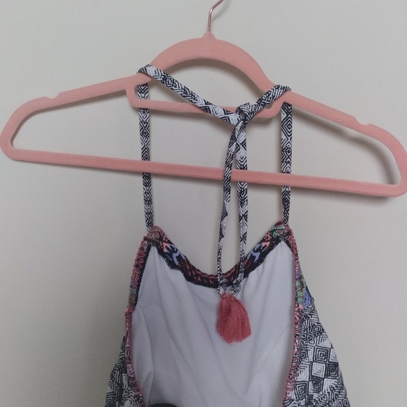 No Boundaries Black and White Embroidered Boho Tankini Top Size 1X - Picture 7 of 12